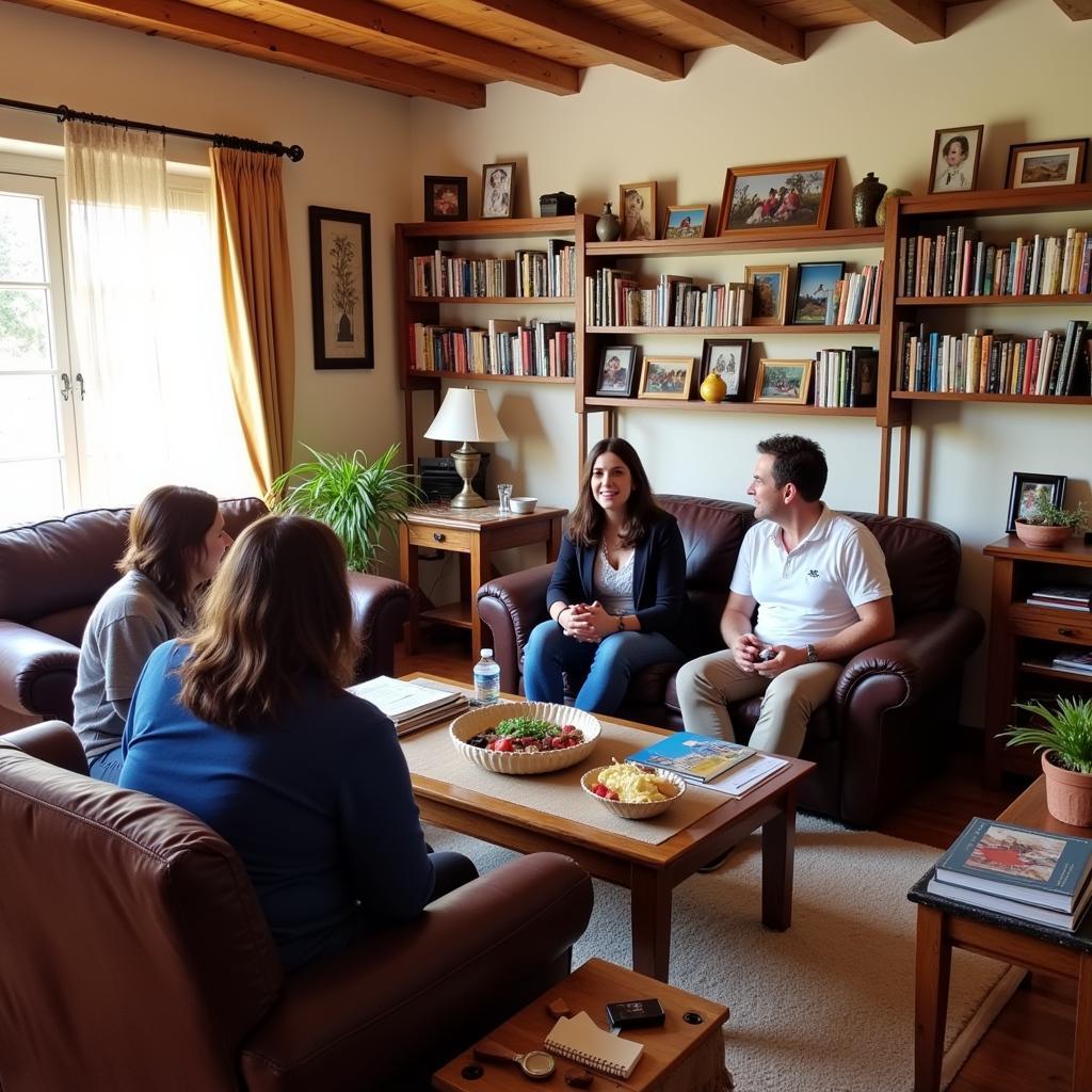 Conversation in a Spanish homestay living room