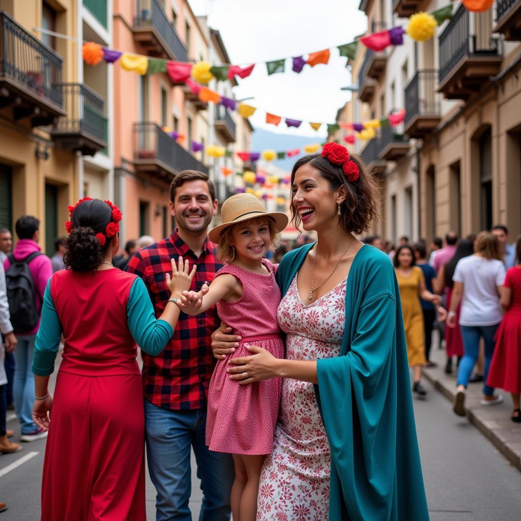 Participating in a vibrant local festival with your Spanish homestay family