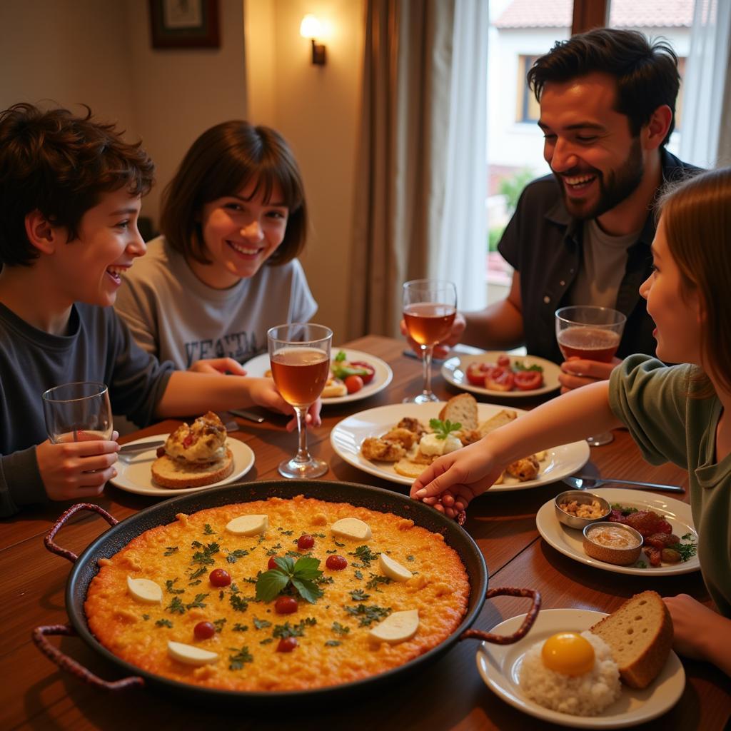 Sharing a Traditional Spanish Meal with a Host Family