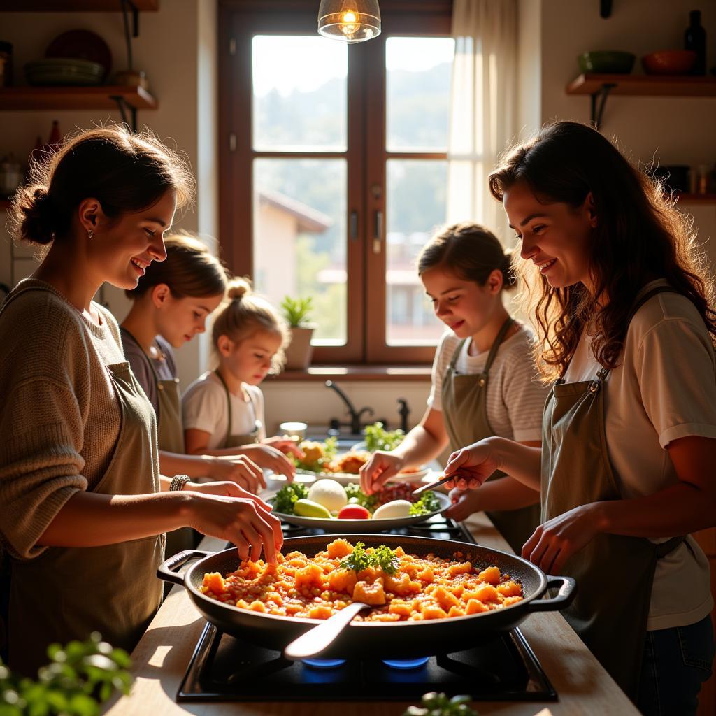 Preparing Paella in a Spanish Homestay