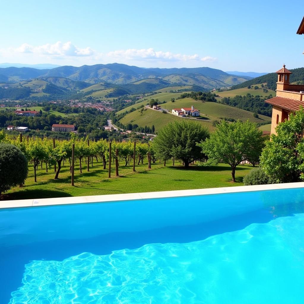 Stunning view from a Spanish homestay pool.