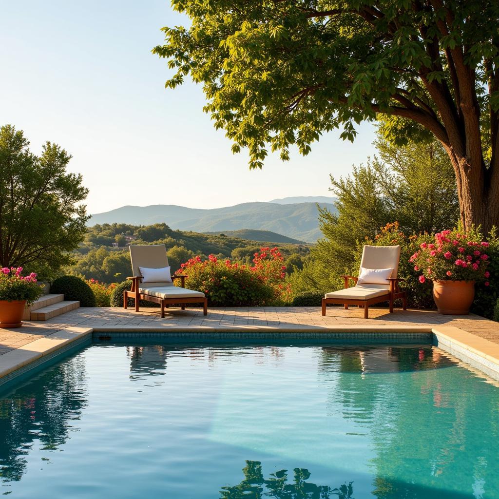 Relaxing by the pool at a Spanish homestay