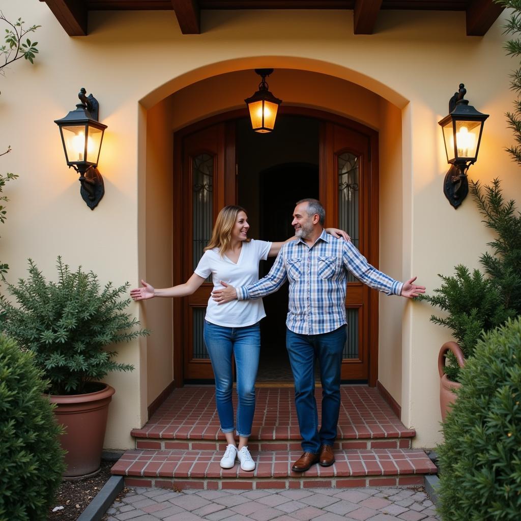 Spanish Host Family Welcoming American Guests