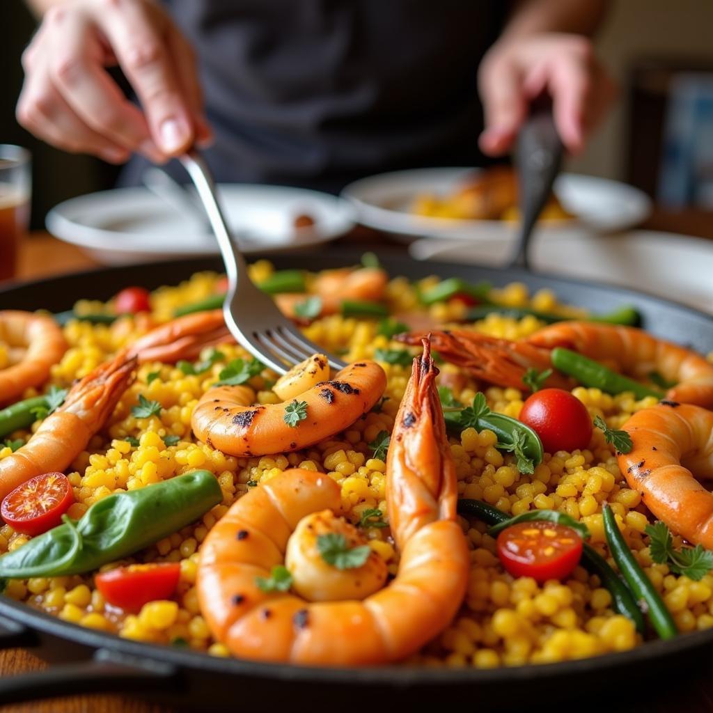 Enjoying Homemade Paella During a Homestay in Spain