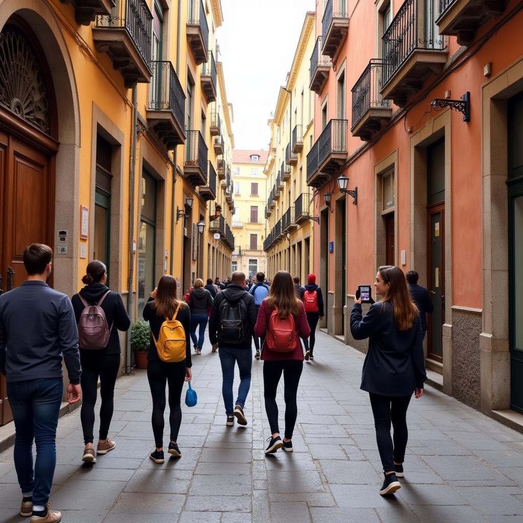 Students exploring a historic Spanish city