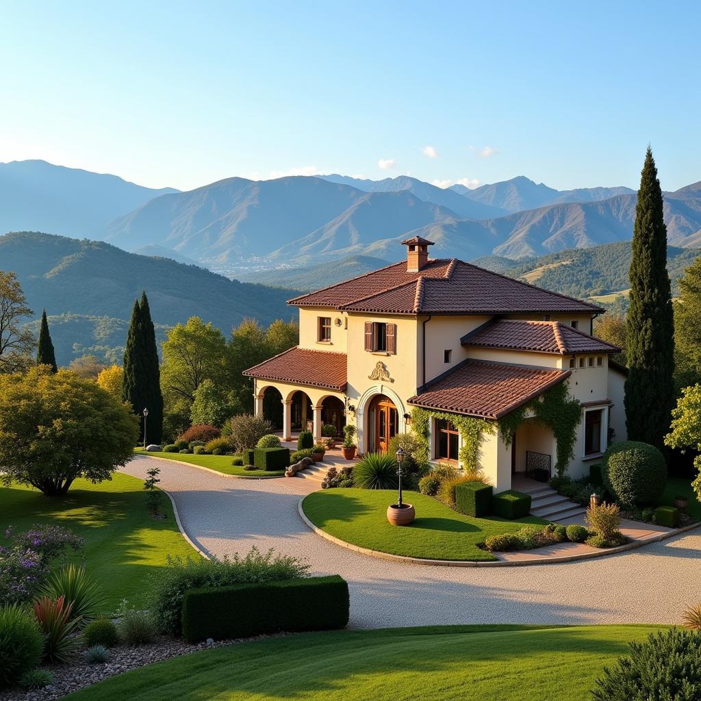 A beautiful Spanish villa with a stunning mountain view