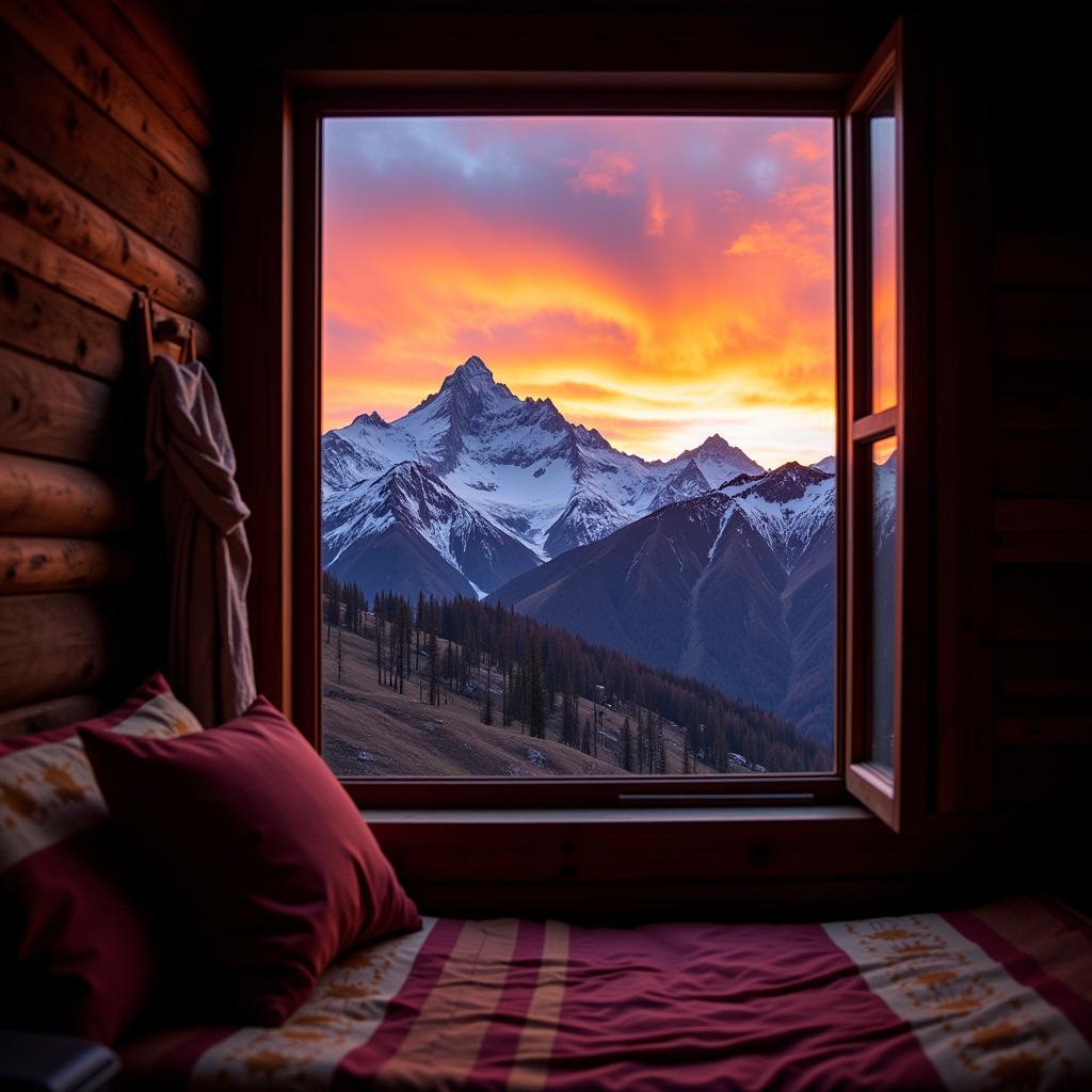 Sunrise view from a Spiti Valley homestay