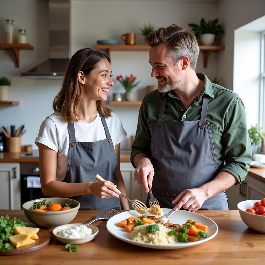 Student and host family preparing a meal together in Perth