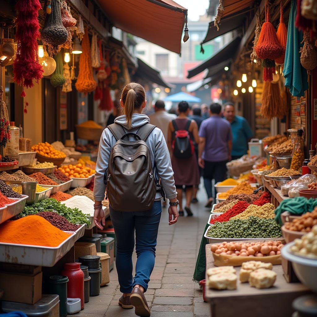 Student Exploring a Local Market during Spanish Homestay