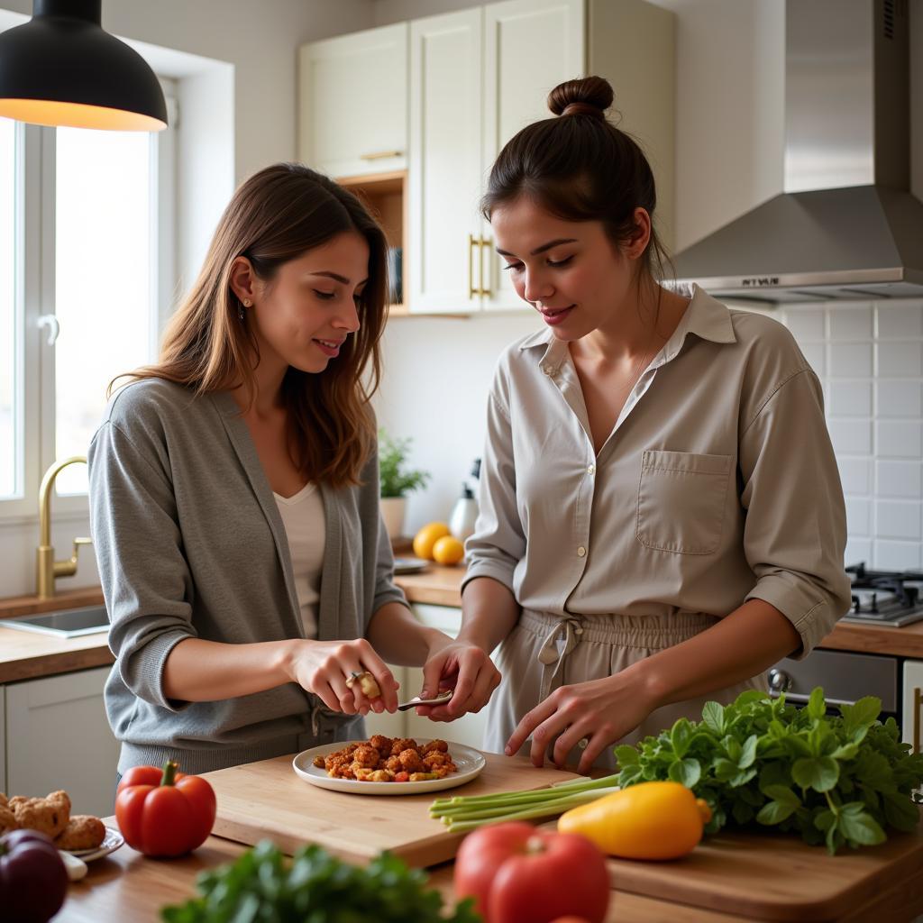 Student Learning Spanish Cooking in Homestay