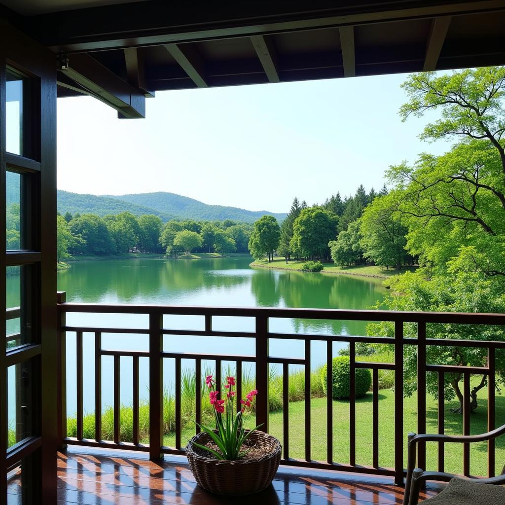 Relaxing view of Taiping Lake Gardens from a homestay balcony