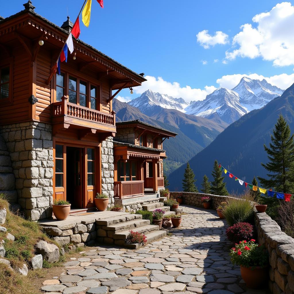 Exterior view of Tibet Home Darjeeling nestled in the Himalayan foothills.
