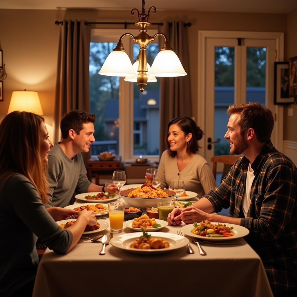 Toronto Homestay Family Enjoying Dinner Together