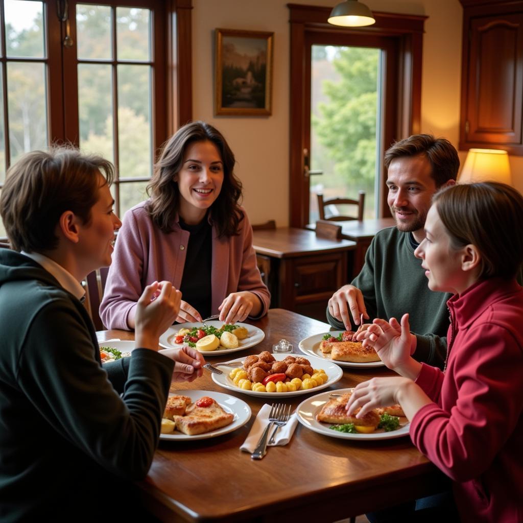 Enjoying a family dinner in a Toronto homestay