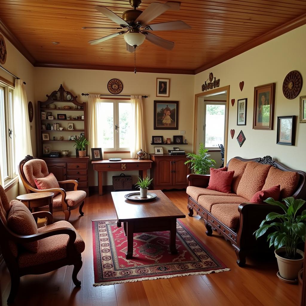 The cozy interior of a traditional Sarawakian homestay