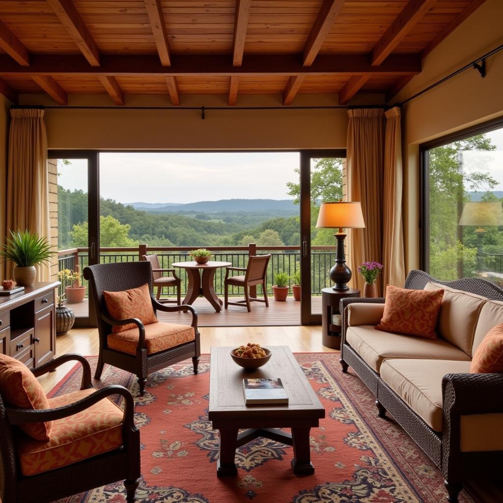 Interior view of a Tuscan-inspired homestay in Pune