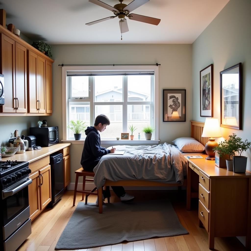 Homestay student studying in their room in Vancouver