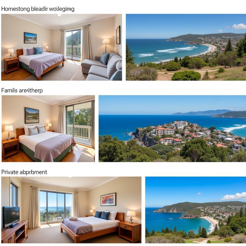 Variety of homestay options in Wollongong with coastal views