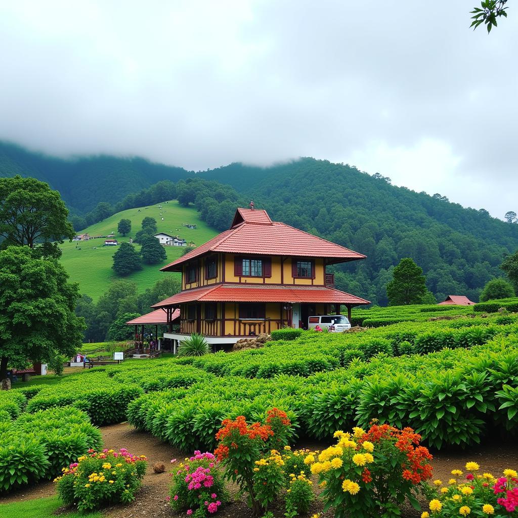 Scenic view of a Yercaud homestay nestled amongst lush greenery