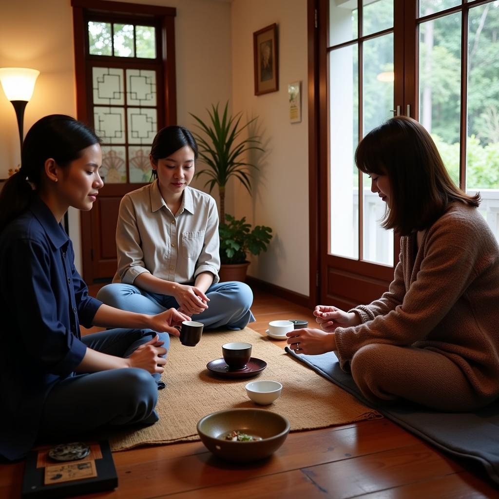 Participating in a tea ceremony at a Yilan homestay