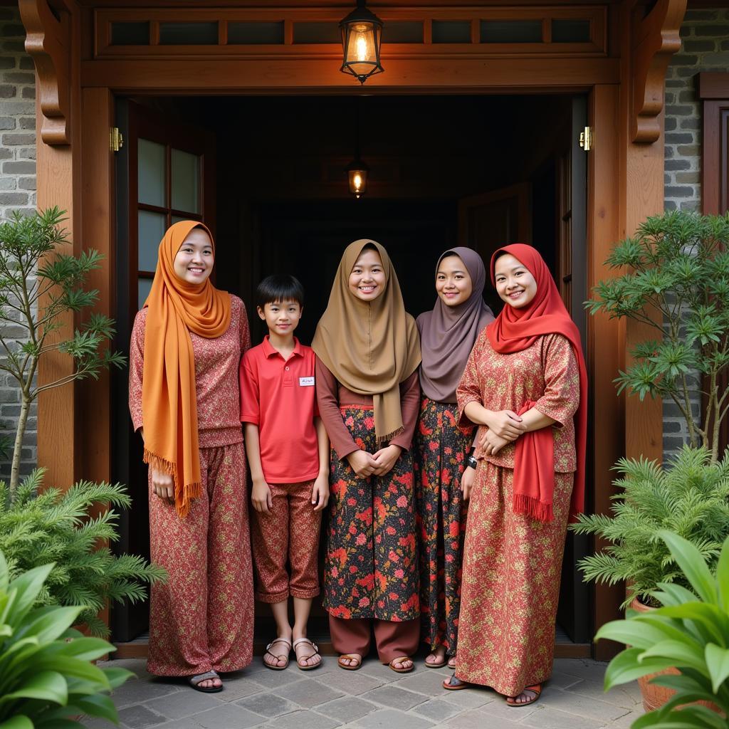 Family welcoming guests at a Yogyakarta homestay